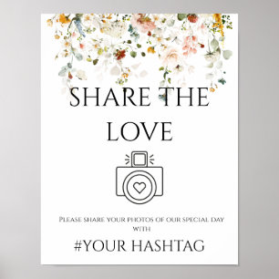 Wildblume Freigeben der Liebe Hashtag-Zeichen Poster