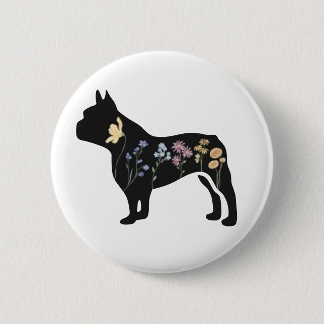 Wildblume French Bulldog Button (Vorderseite)