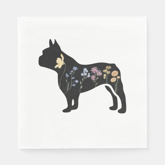 Wildblume French Bulldog Serviette (Vorderseite)
