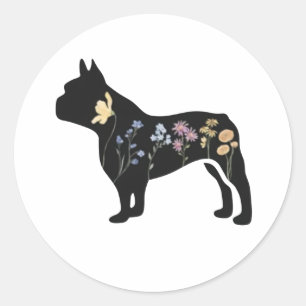 Wildblume French BulldogSticker Runder Aufkleber
