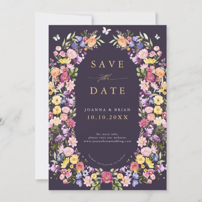 Wildblume Fruchtsaison Meadogarten Hochzeit I Save The Date (Vorderseite)