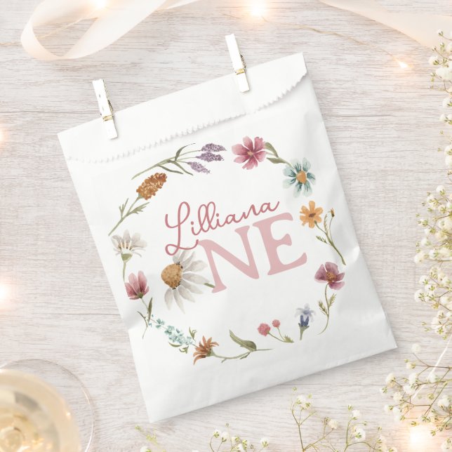 Wildblume Frühjahr 1. Geburtstag Party Geschenktütchen (Ausgeschnitten)