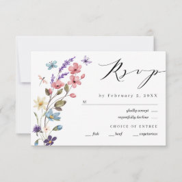 Wildblume Frühjahr Blumenhochzeit RSVP Karte