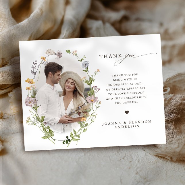 Wildblume Frühjahr Dankeskarte (Colorful Spring Wildflower Meadow Garden Wedding Thank You Card)