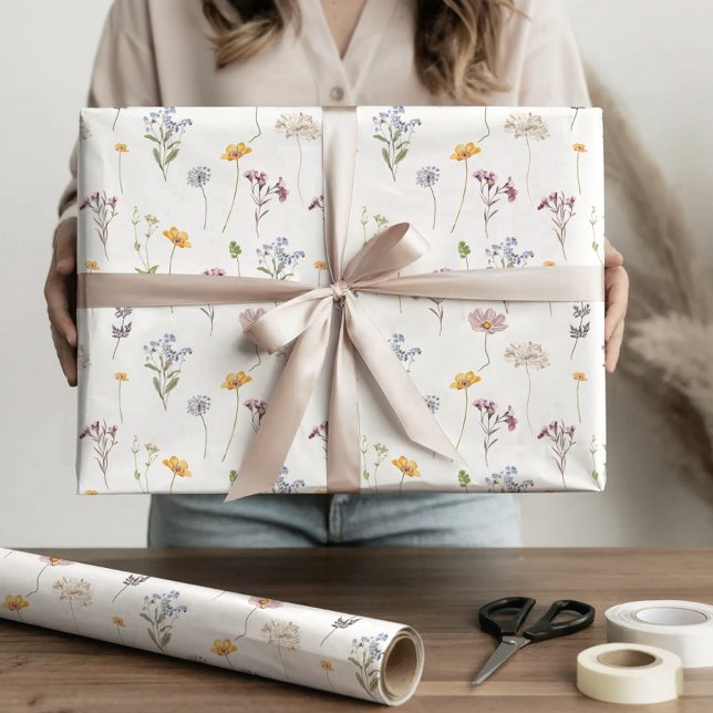 Wildblume Frühjahr Geschenkpapier (Colorful Spring Wildflower Meadow Garden Wedding Wrapping Paper)