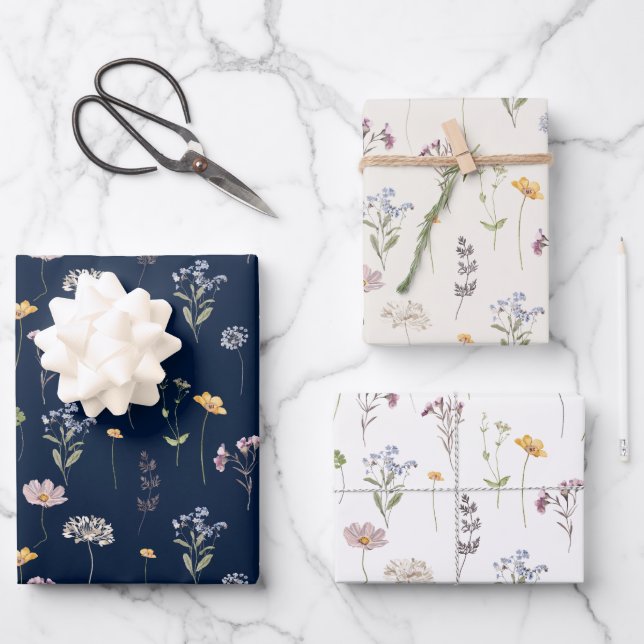 Wildblume Frühjahr Geschenkpapier Set (Vorderseite)