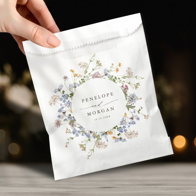Wildblume Frühjahr Geschenktütchen (Colorful Spring Wildflower Meadow Garden Wedding Favor Bag)