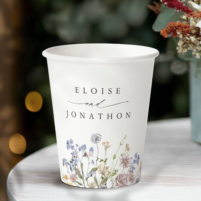 Wildblume Frühjahr Pappbecher (Colorful Spring Wildflower Meadow Garden Wedding Paper Cups)