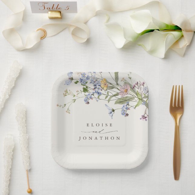 Wildblume Frühjahr Pappteller (Hochzeit)