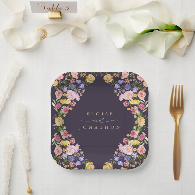 Wildblume Frühjahr Pappteller (Hochzeit)