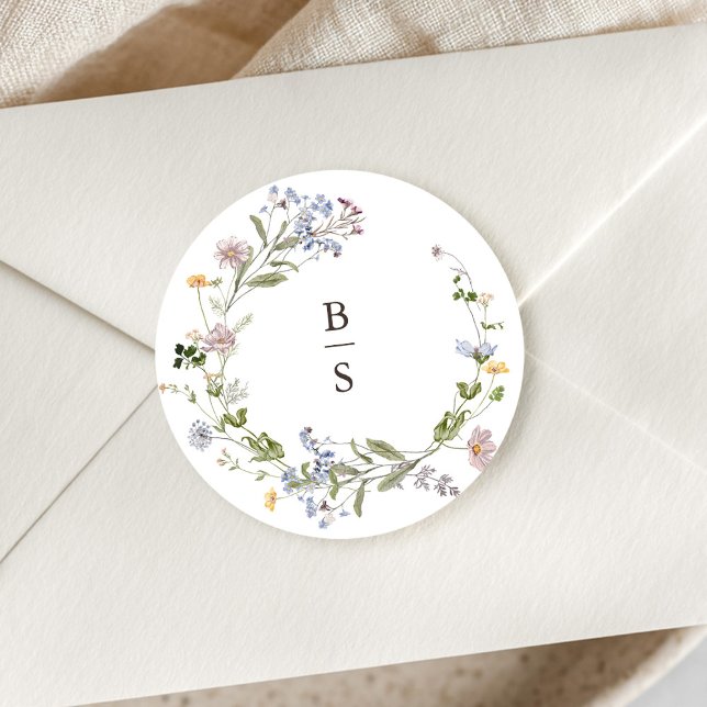 Wildblume Frühjahr Runder Aufkleber (Colorful Spring Wildflower Meadow Garden Wedding Classic Round envelope seal Sticker)