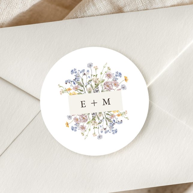 Wildblume Frühjahr Runder Aufkleber (Colorful Spring Wildflower Meadow Garden Wedding Classic Round envelope seal Sticker)