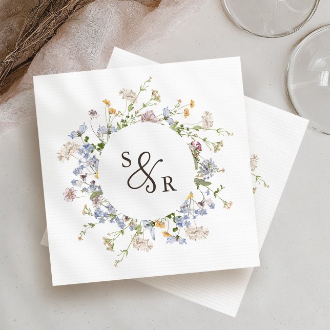 Wildblume Frühjahr Serviette (Colorful Spring Wildflower Meadow Garden Wedding Napkins)