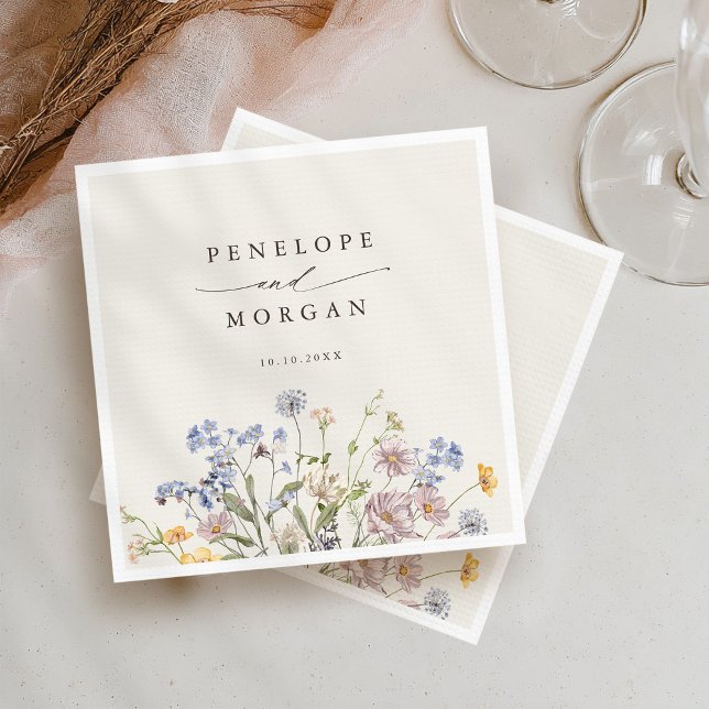 Wildblume Frühjahr Serviette (Colorful Spring Wildflower Meadow Garden Wedding Napkins)