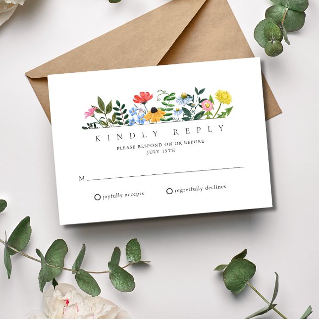 Wildblume Frühjahr Sommer Outdoor Hochzeit RSVP (Wildflower Spring Summer Outdoor Wedding RSVP)