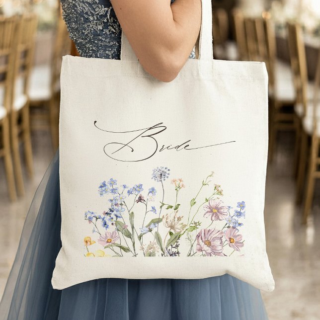 Wildblume Frühjahr Tragetasche (Colorful Spring Wildflower Meadow Garden Wedding Bride Tote Bag)