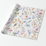 Wildblume Frühjahr Wiesen Blumengarten Grüne Geschenkpapier<br><div class="desc">Schönes boho-inspiriert Verpackungspapier mit fröhlichen Aquarellfarben-Wildblumen in verschiedenen Farbtönen,  Rosa,  Lavendel,  Gelb,  Blau und Grün.</div>