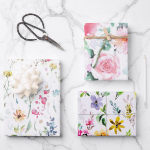 Wildblume Frühjahr Wiesen Blumengarten Grüne Geschenkpapier Set