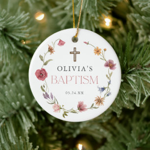 Wildblume Frühlingsflorale Girl-Taufe Keramik Ornament
