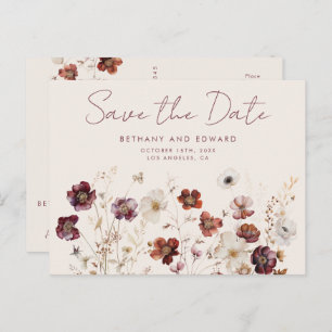 Wildblume für Herbst Hochzeit Datum speichern Postkarte
