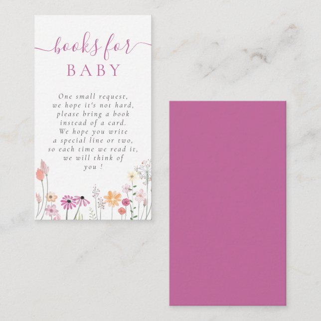 Wildblume für Wasserfarben Kinderdusche Buchungsan Begleitkarte (Vorne/Hinten)