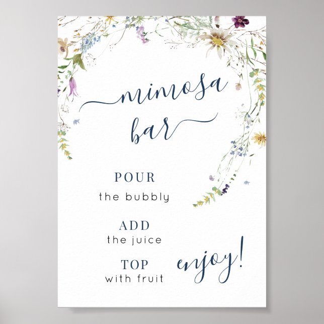 Wildblume für Wasserfarben Script Mimosa Bar Sign Poster (Vorne)