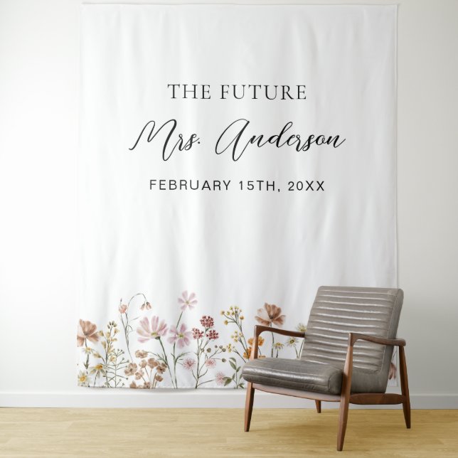 Wildblume Future Frau Foto Booth Hintergrund Wandteppich (Beispiel)