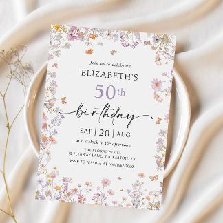 Wildblume Garden 50. Geburtstagsparty Einladung