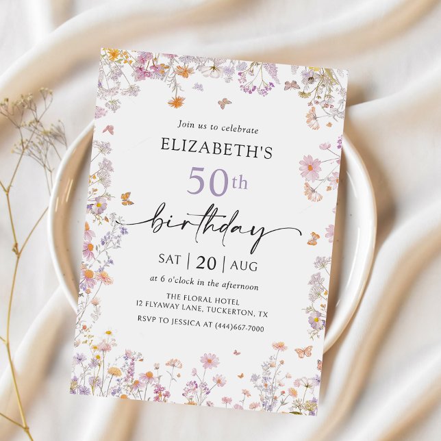 Wildblume Garden 50. Geburtstagsparty Einladung (Von Creator hochgeladen)
