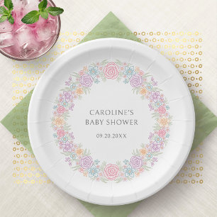 Wildblume Garden Babydusche Pappteller