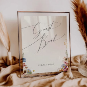 Wildblume Garden Beige Guest Book Sign Poster
