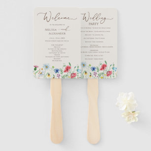 Wildblume Garden Beige Hochzeitsprogramm Handfan Fächer