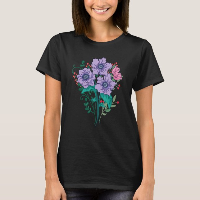 Wildblume Garden Blume Blüten Blumenstrauß Botanik T-Shirt (Vorderseite)