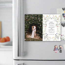 Wildblume Garden Blumenreath Save the Date Magneteinladung