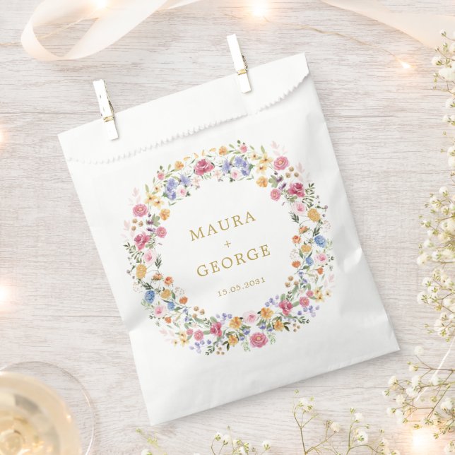 Wildblume Garden Blumenstrauß Hochzeit Geschenktütchen (Ausgeschnitten)