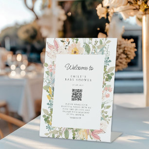 Wildblume Garden Charm Babydusche QR-Code Sockelschild
