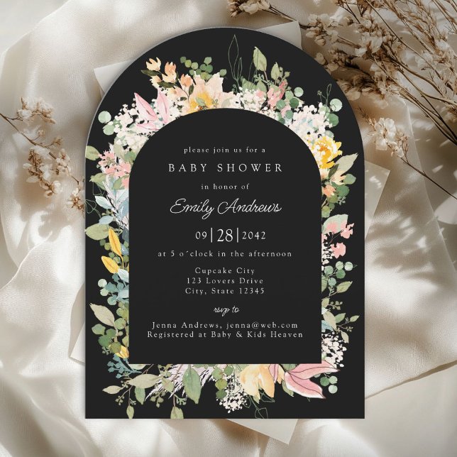 Wildblume Garden Charm | Einladung der Babydusche (Wildflower Garden Charm | Arch Baby Shower Invitation)