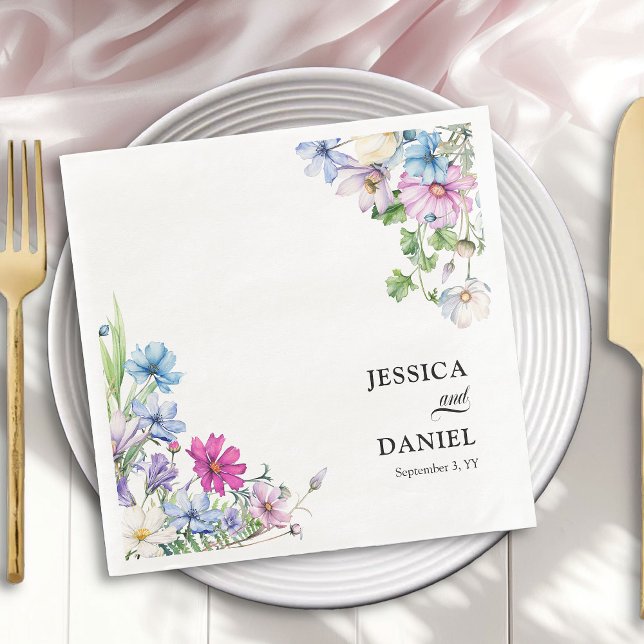 Wildblume Garden Elegante Hochzeit Serviette (Wedding dinner napkins from the Wildflower Garden Wedding Collection by Darling & May)