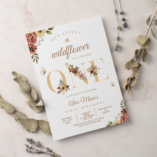 Wildblume Garden Erster Geburtstag Einladung