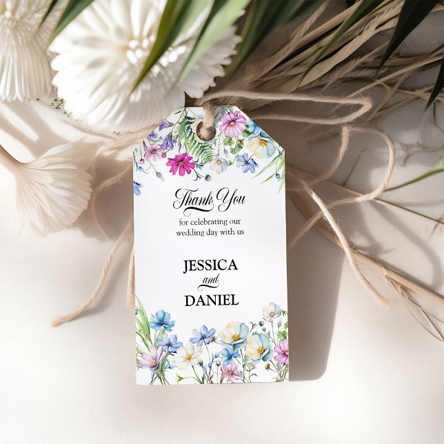 Wildblume Garden Floral Wedding Vielen Dank Geschenkanhänger (Thank You Gift Tags from the Wildflower Garden Wedding Collection by Darling & May)
