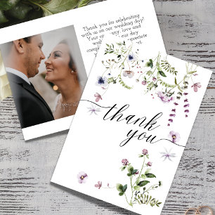Wildblume Garden Foto Hochzeit Danke Karte
