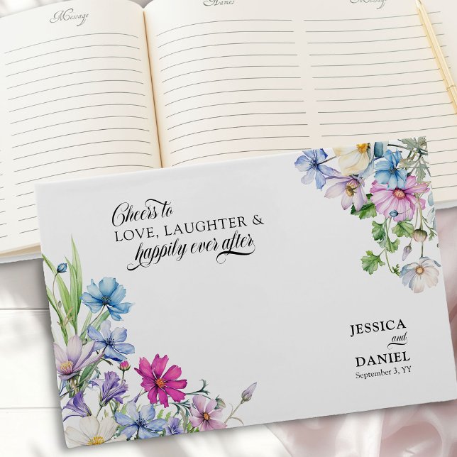 Wildblume Garden glücklich immer nach Hochzeit Gästebuch (Wedding Guest Book from the Wildflower Garden Wedding Collection by Darling & May)