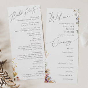 Wildblume Garden Hochzeitsprogramm Programm