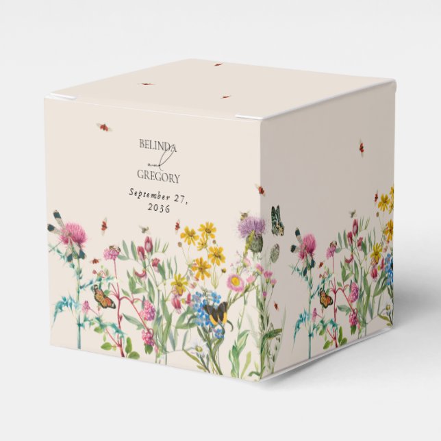 Wildblume Garden & Insekten Hochzeit Geschenkschachtel (Vorderseite)