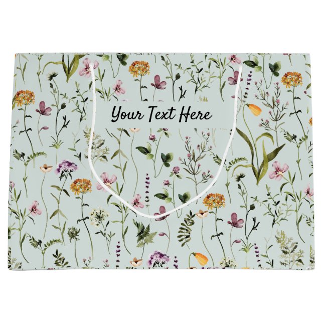 Wildblume Garden Muster Custom Gift Bag Große Geschenktüte (Vorderseite)