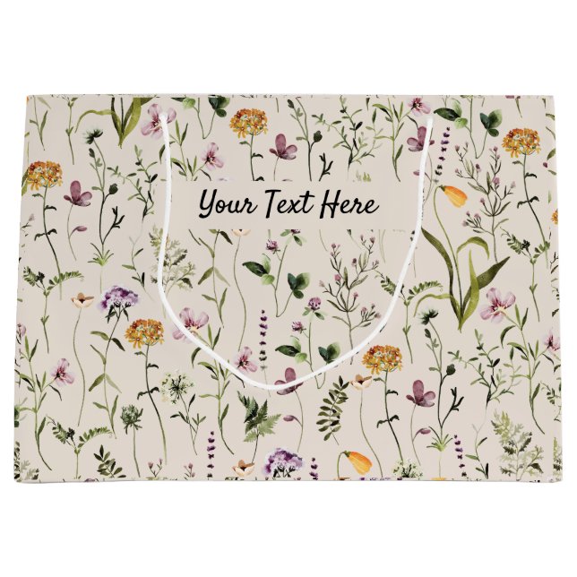 Wildblume Garden Muster Custom Gift Bag Große Geschenktüte (Vorderseite)