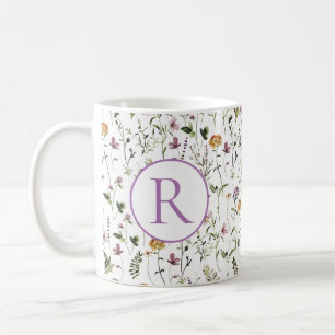 Wildblume Garden Muster Custom Initial Letter Kaffeetasse