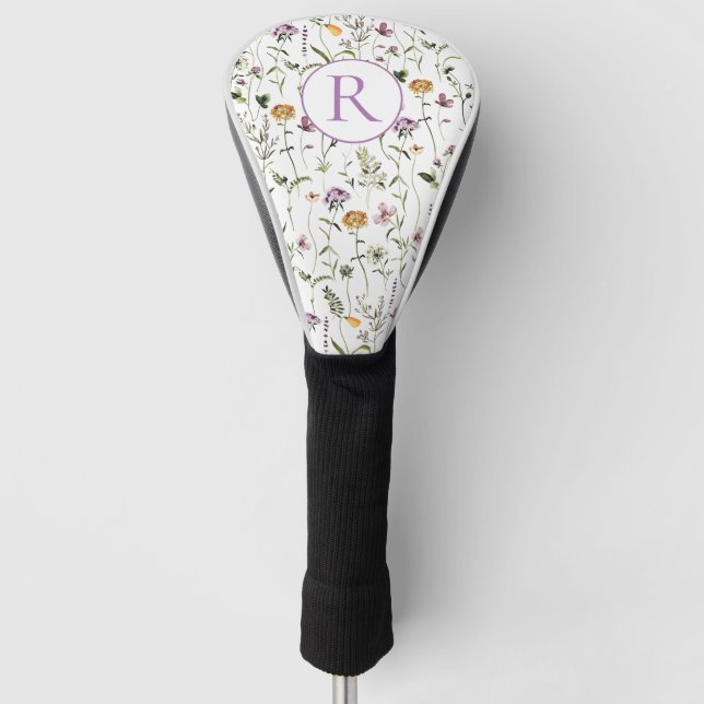 Wildblume Garden Muster Custom Monogram Golf Headcover (Vorderseite)