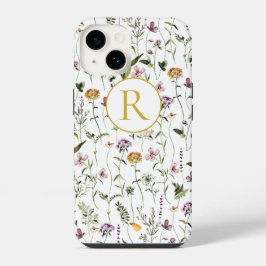 Wildblume Garden Muster Custom Monogram iPhone 14 Hülle