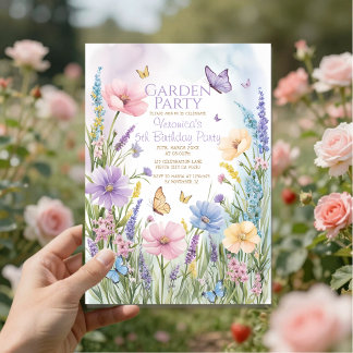 Wildblume Garden Party Geburtstag Einladung